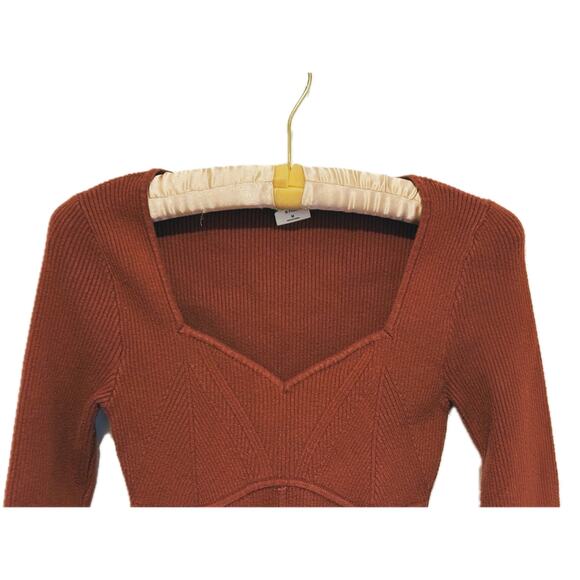 Abercrombie & Fitch Corset Sweetheart Sweater Bodysuit Medium Brown Romantic - Picture 4 of 10